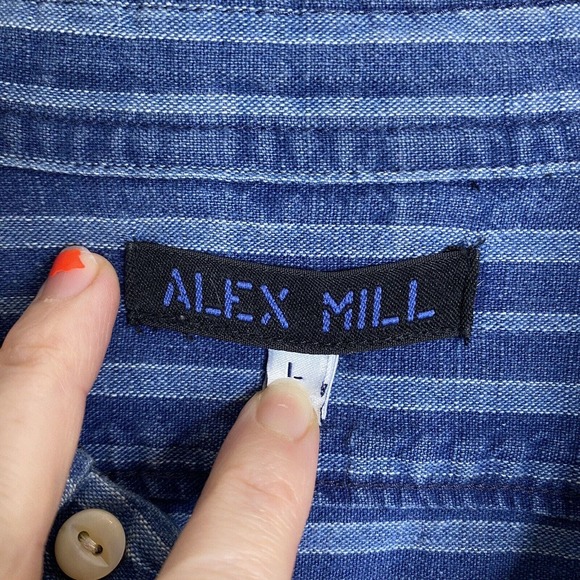 Alex Mill Blue Striped Casual Button Down Shirt - Picture 2 of 5